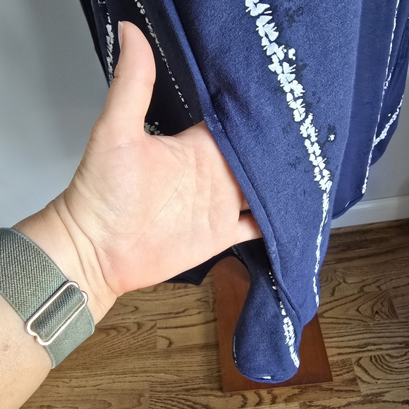 Snapdragon & Twig, Navy Blue Striped Cowl Neck Pocket Tunic Dress Size Medium - Picture 4 of 9